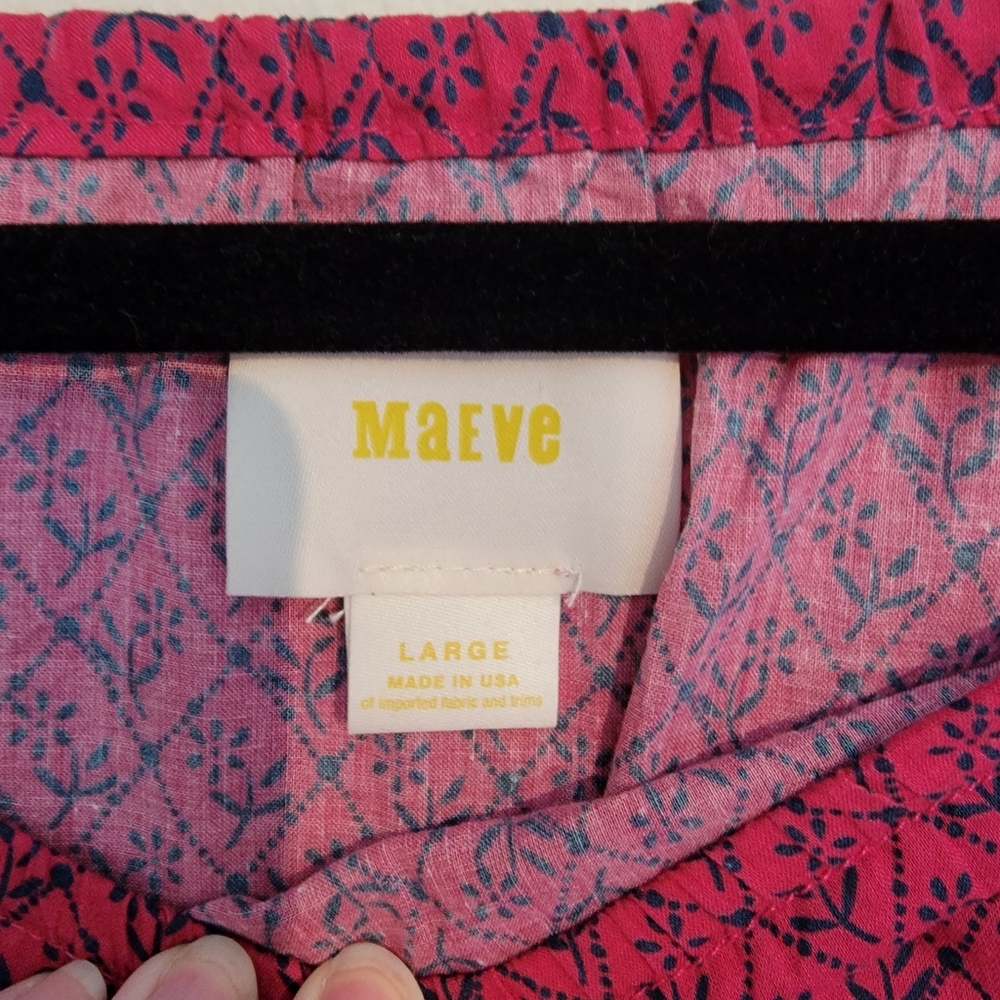 Anthropologie Maeve Red Raspberry Floral Off The Shoulder Blouse - Picture 7 of 9